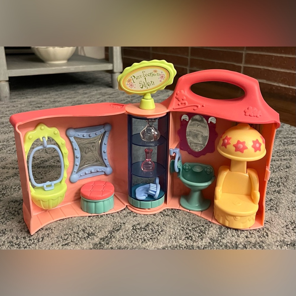 vintage hasbro 2004 littlest pet shop purr-fection salon